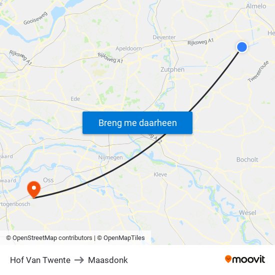 Hof Van Twente to Maasdonk map