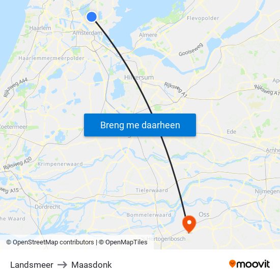Landsmeer to Maasdonk map