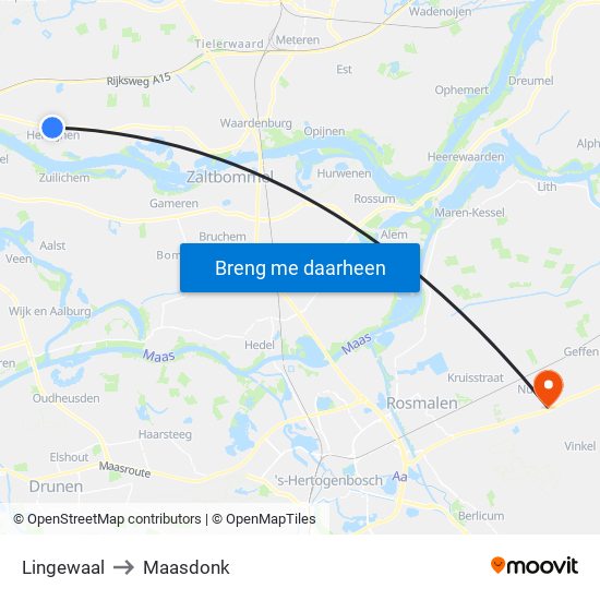 Lingewaal to Maasdonk map