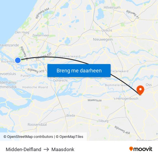 Midden-Delfland to Maasdonk map