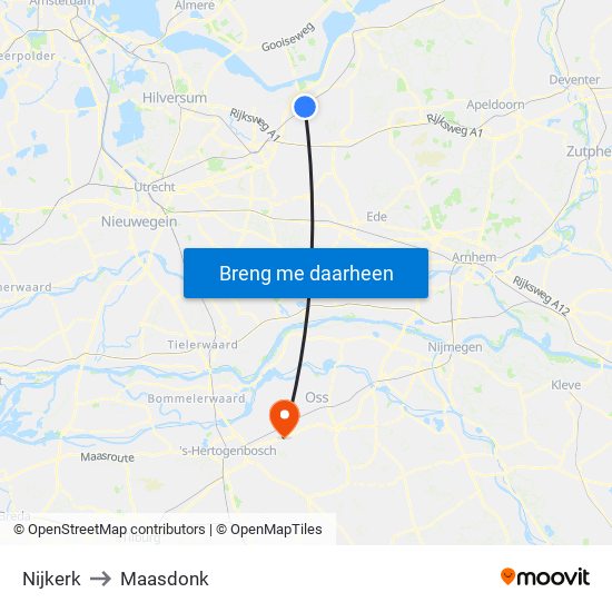Nijkerk to Maasdonk map
