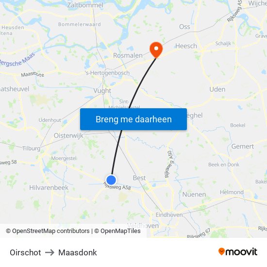 Oirschot to Maasdonk map