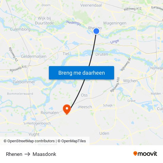 Rhenen to Maasdonk map