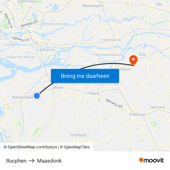 Rucphen to Maasdonk map