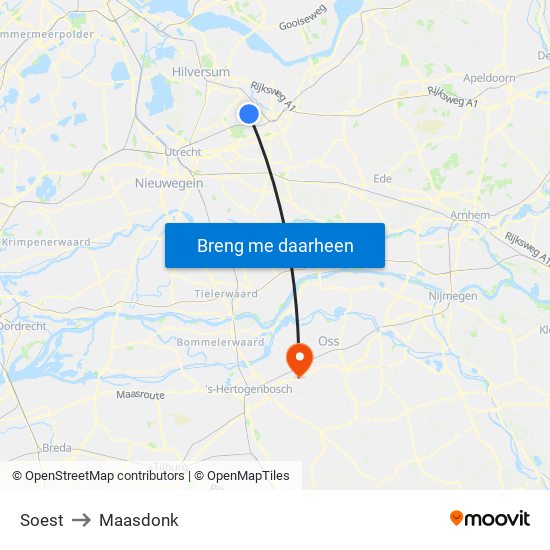 Soest to Maasdonk map