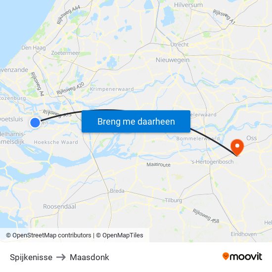 Spijkenisse to Maasdonk map