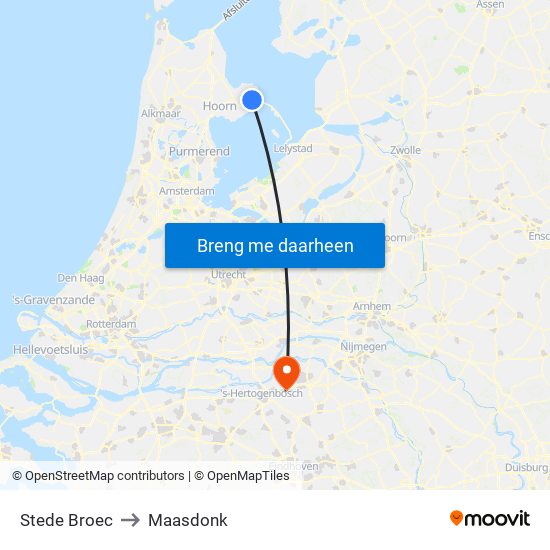 Stede Broec to Maasdonk map