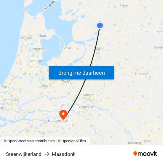 Steenwijkerland to Maasdonk map