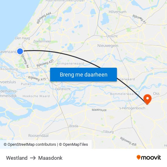 Westland to Maasdonk map