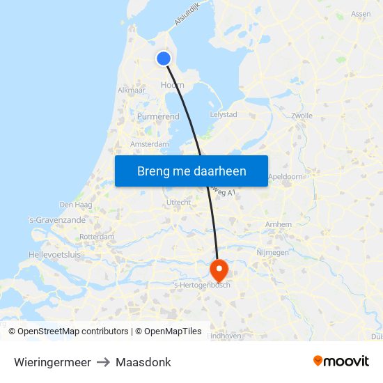 Wieringermeer to Maasdonk map