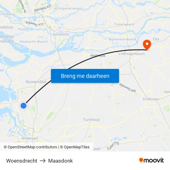 Woensdrecht to Maasdonk map