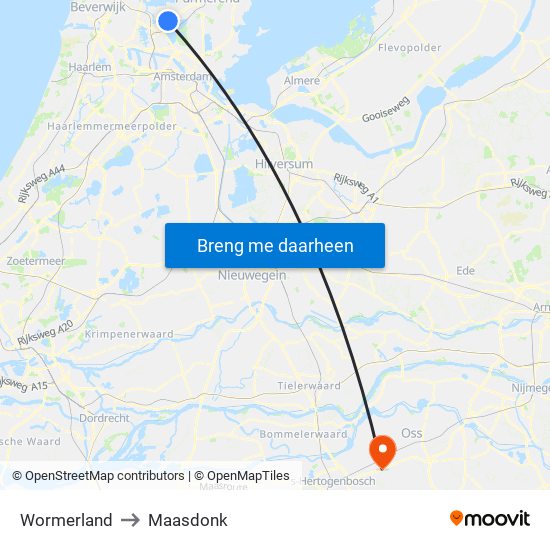 Wormerland to Maasdonk map