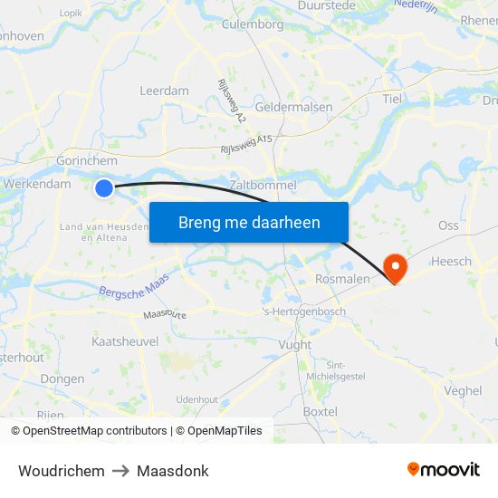 Woudrichem to Maasdonk map