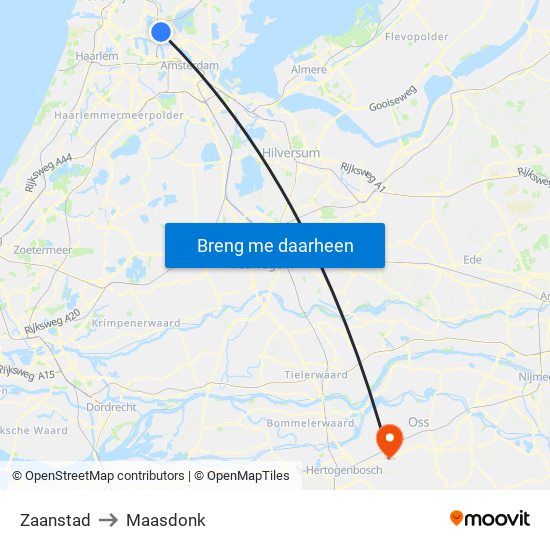 Zaanstad to Maasdonk map