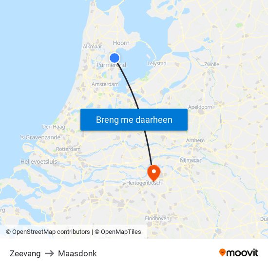 Zeevang to Maasdonk map