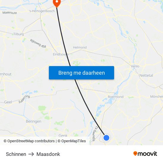 Schinnen to Maasdonk map