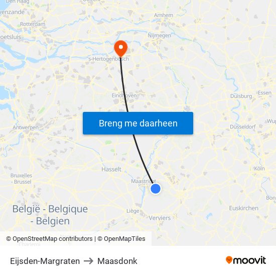 Eijsden-Margraten to Maasdonk map