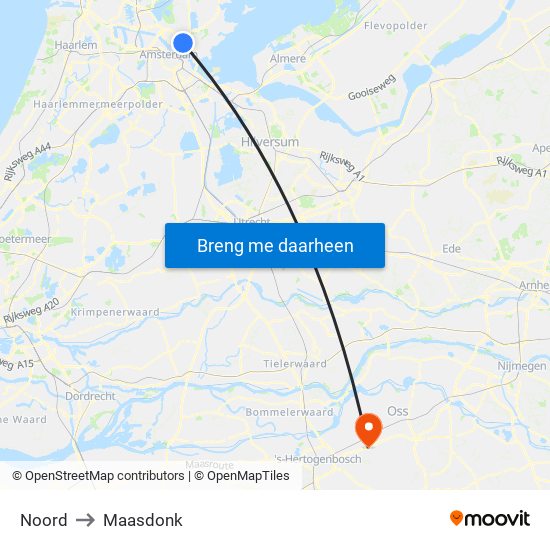 Noord to Maasdonk map