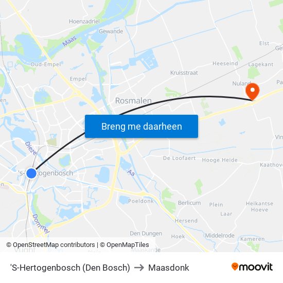 'S-Hertogenbosch (Den Bosch) to Maasdonk map