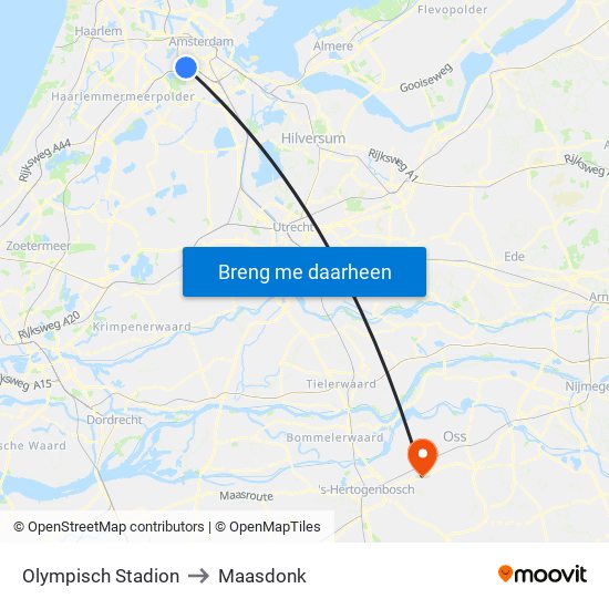 Olympisch Stadion to Maasdonk map