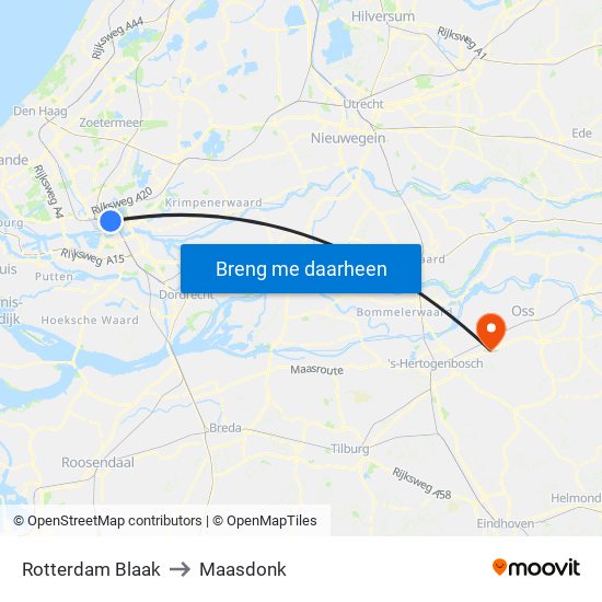 Rotterdam Blaak to Maasdonk map