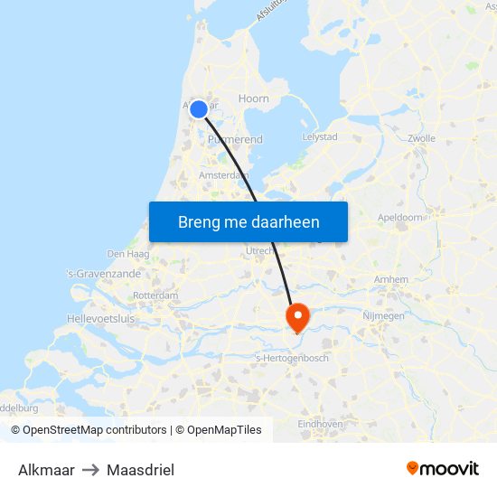 Alkmaar to Maasdriel map