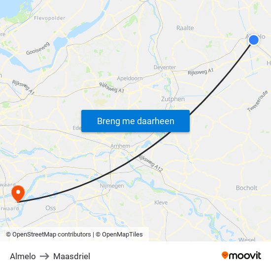 Almelo to Maasdriel map