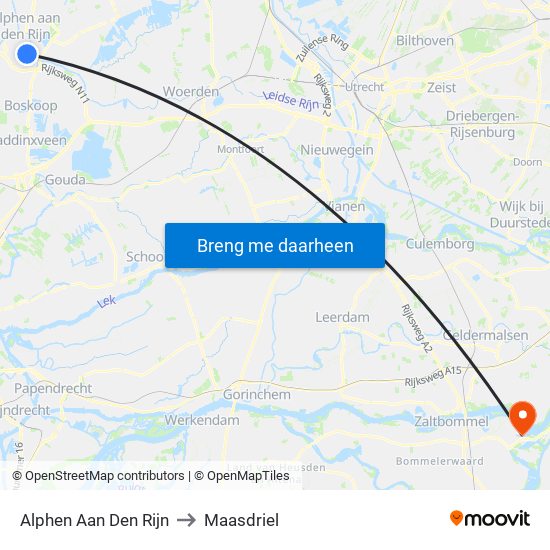 Alphen Aan Den Rijn to Maasdriel map