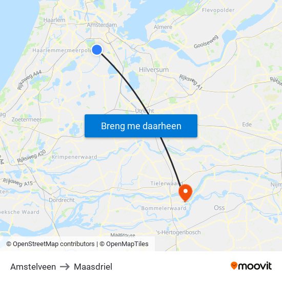 Amstelveen to Maasdriel map