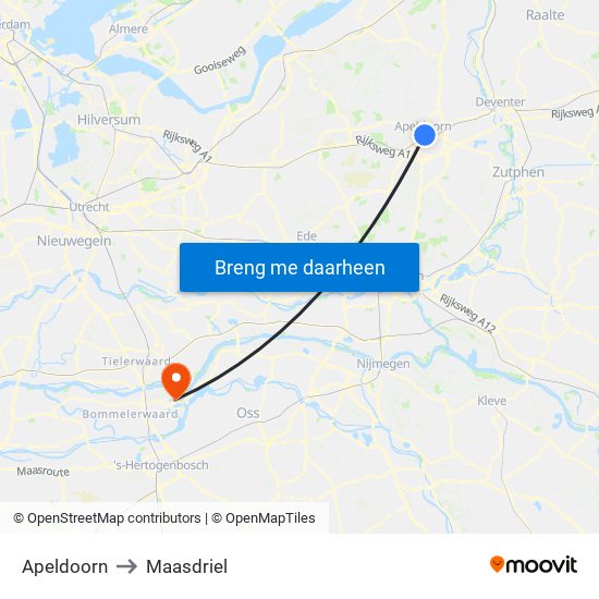 Apeldoorn to Maasdriel map