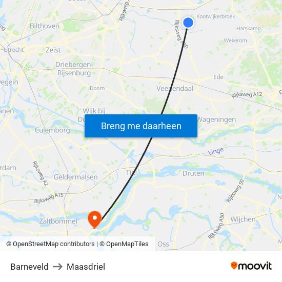 Barneveld to Maasdriel map