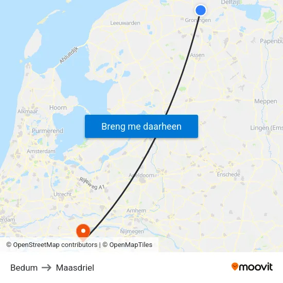 Bedum to Maasdriel map