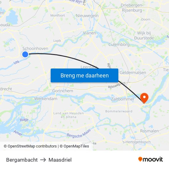Bergambacht to Maasdriel map