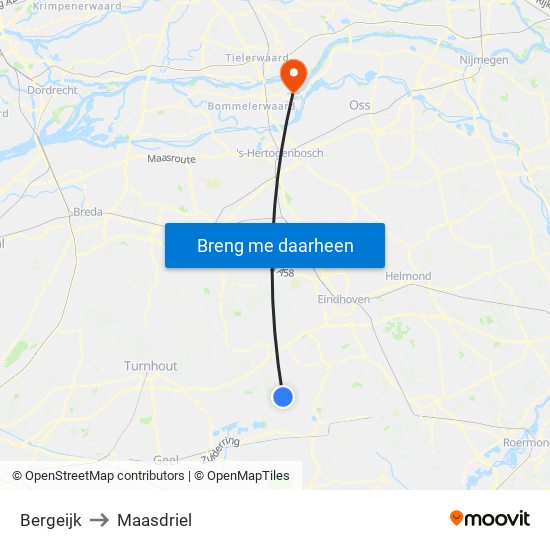 Bergeijk to Maasdriel map