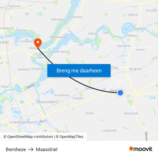 Bernheze to Maasdriel map