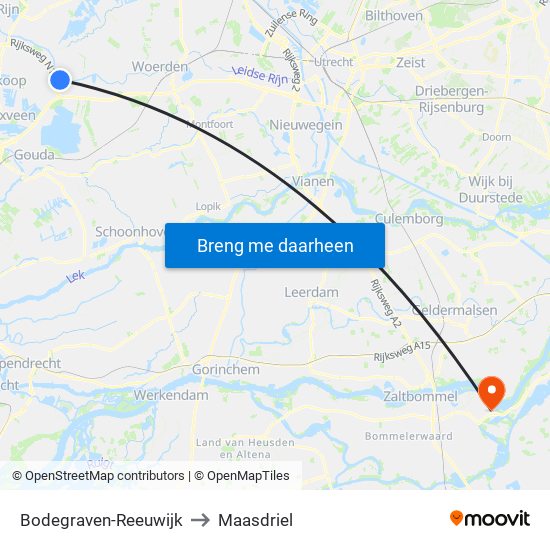 Bodegraven-Reeuwijk to Maasdriel map