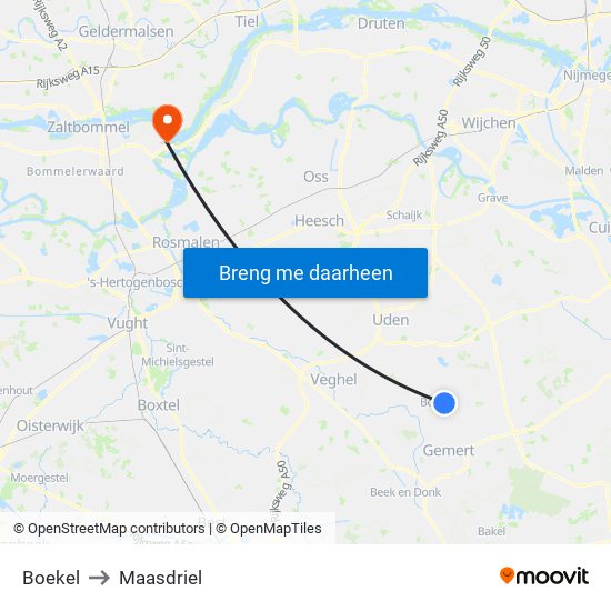 Boekel to Maasdriel map