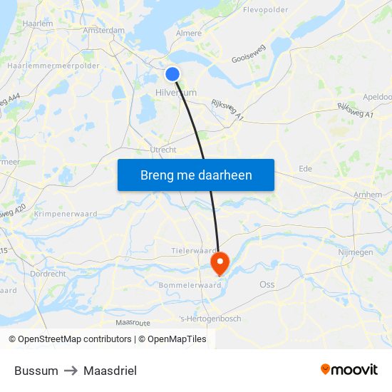 Bussum to Maasdriel map