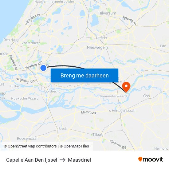 Capelle Aan Den Ijssel to Maasdriel map