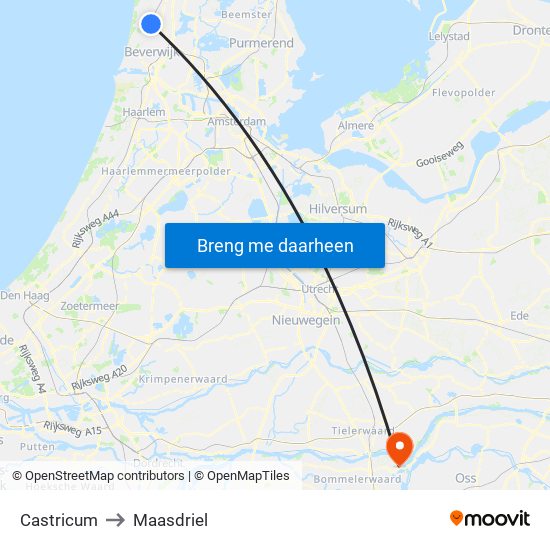 Castricum to Maasdriel map