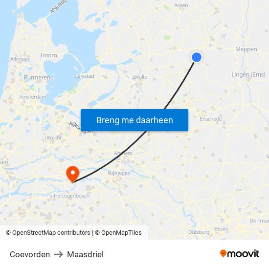 Coevorden to Maasdriel map