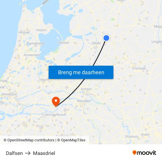 Dalfsen to Maasdriel map