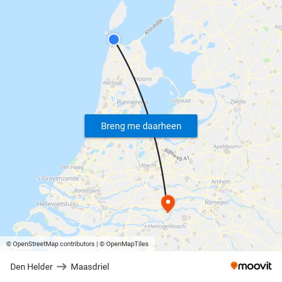 Den Helder to Maasdriel map