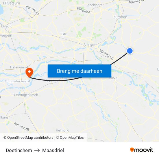 Doetinchem to Maasdriel map