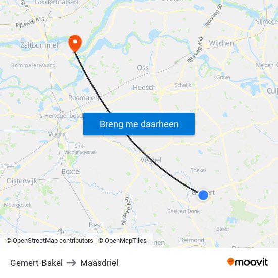 Gemert-Bakel to Maasdriel map