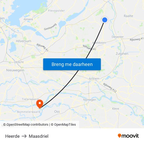 Heerde to Maasdriel map