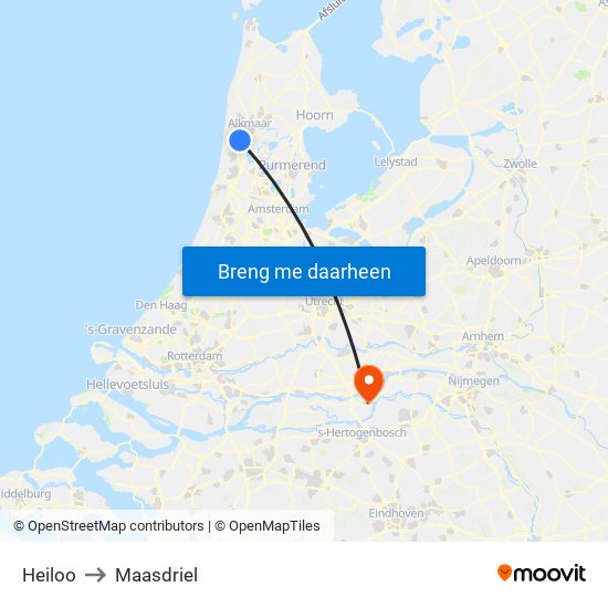 Heiloo to Maasdriel map