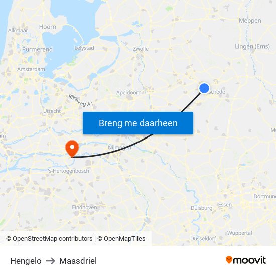 Hengelo to Maasdriel map
