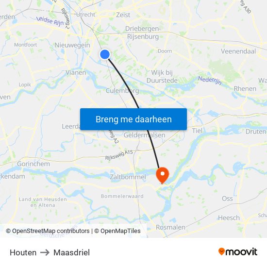 Houten to Maasdriel map