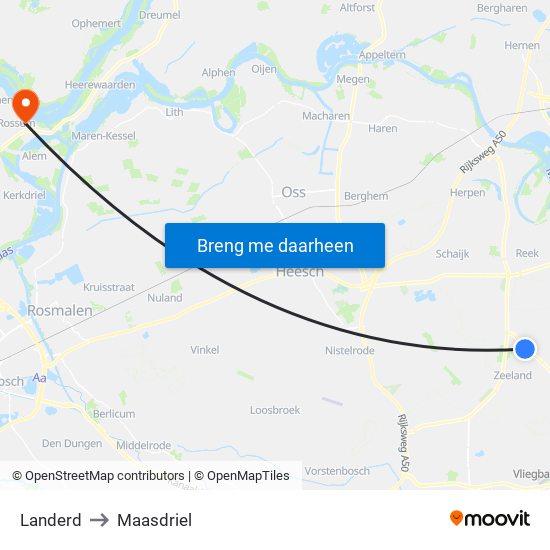 Landerd to Maasdriel map